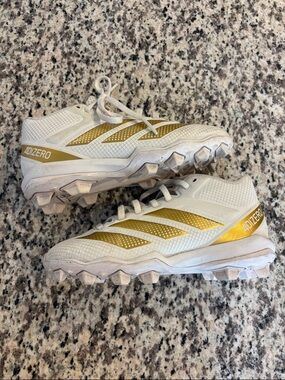 adidas White & Gold Adizero football Cleats